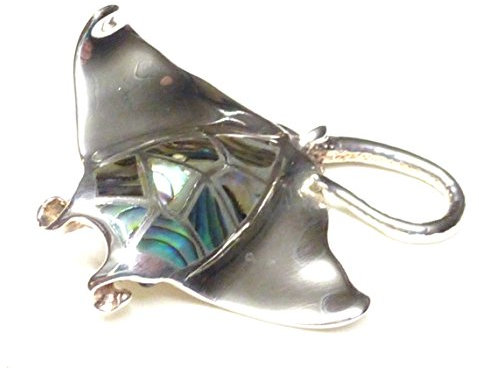 Silberschmuck - BG Kettenanhänger, Anhänger Silber Motiv Rochen Abalone Muschel, aus Sterlingsilber gearbeitet, Schmuck für Taucher, Unisex
