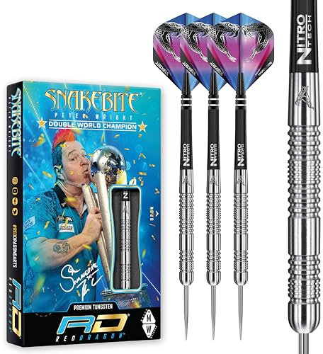 RED DRAGON Peter Wright Snakebite Euro 11: 20g Tungsten Darts mit Flights und Schäfte
