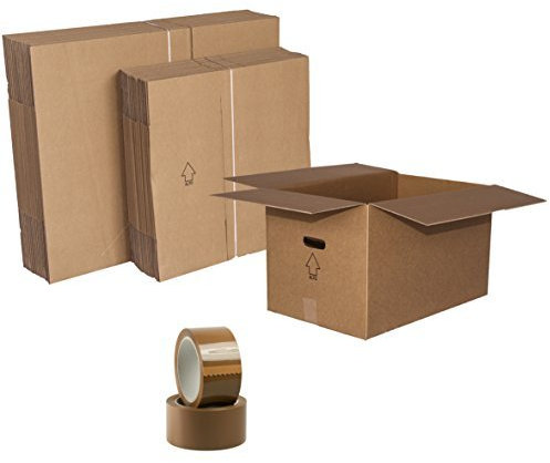 Paket zweiwellige Kartons für kleine Umzüge: 5 Stk. Kartons 600x400x350 mm. + 5 Stk. Kartons 400x300x350 mm. + 1 Stk. Klebeband