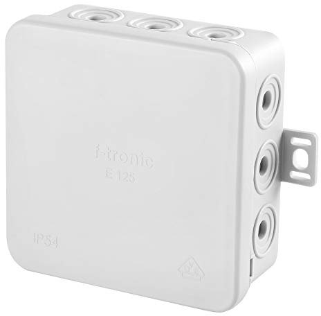 Kopp Abzweigdose 75 x 75 x 40 mm, Aufputz für den Feuchtraum, spritzwassergeschütze Kabelabzweigdose, IP54, Verbindungsdose mit 12 Kabeleinführungen, 1 Stück, grau, 340604009