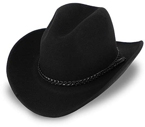 fiebig Westernhut Chuck mit Kunstlederband | Cowboyhut aus 100% Wollfilz Made in Italy | Individuell formbar | Wollfilzhut in vielen Größen (58-L)