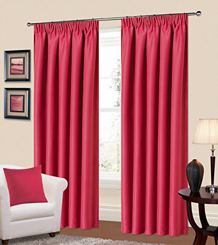 Rideaux occultants Paire de rideaux 66 x 90/Fushia/rose vif crayon plissé – d'été/hiver froid chaud