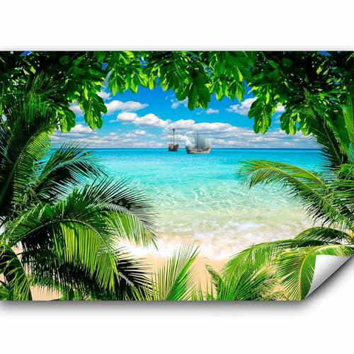 murando - Vlies Fototapete Tropische Insel 350x256cm Foto Tapete Schlafzimmer Wohnzimmer Vliestapete XXL Motivtapeten Bildtapete 3d Effekt Wand Dekoration - Natur Landschaft Strand Meer c-A-0047-a-a