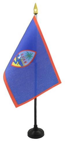 AZ FLAG - Tischflagge Guam - 15x10 cm Goldene Splitze - Amerikanische Tischfahne 10 x 15 Cm - Flaggen