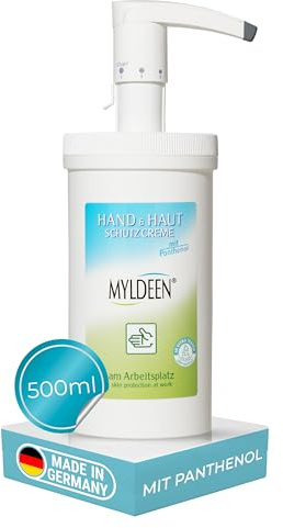 Myldeen Hautschutzcreme 500 ml – für Arbeit & Alltag – Nicht fettend | Handcreme für sehr trockene Hände – pflegend & schützend – intensive Handpflege bei trockenen & rissigen Händen