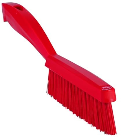 Vikan 41954 Slim, Stiff Bristles, Washing/Sweeping, Hand Brush, Fabric, Upholstery, Carpet, 300mm (Red)