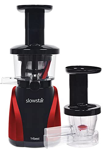 Tribest Slowstar Slow Juicer - Vertikaler Entsafter für Gemüse und Obst - 47 U/min, 200 W - Saftpresse elektrisch - Rot