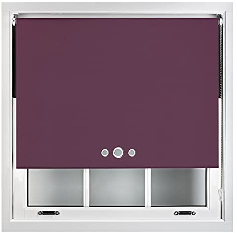 FURNISHED Blackout Roller Blinds Made to Measure With Triple Eyelets & Metal Fittings - Aubergine Up to 120W x 165H cm