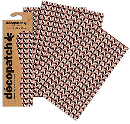 Décopatch C700O - A pouch of 3 sheets of printed paper 30x40 cm, 3D pink and black - DIY - Customisable Décor - Completely Personalise - Creative + Leisure