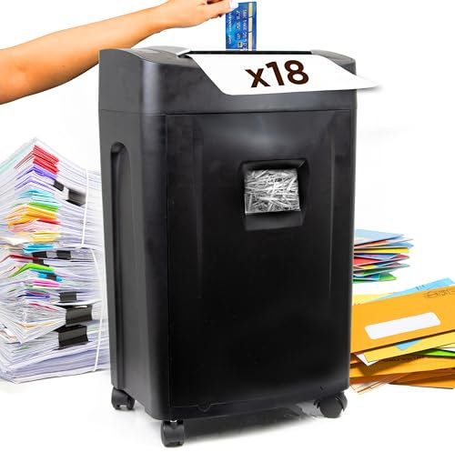 Duronic Cross Cut Paper Shredder PS991 Shreds 18 Sheet Electric Shredders Machine for Home Office Use Shred Credit Cards Papers Envelopes Documents P4