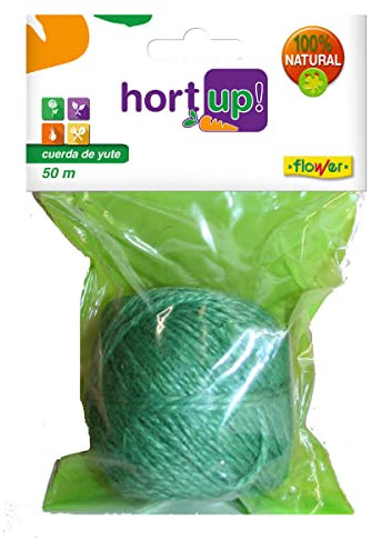 Flower - Cuerda de Yute 100% Natural de 50m para Huerto | Sujeción Segura Ajustable | Ideal para Huertos Urbanos | Marrón, 12x3x12 cm, Yute