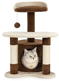 lionto Árbol rascador para Gatos Altura 65 cm, Marrón/Beige