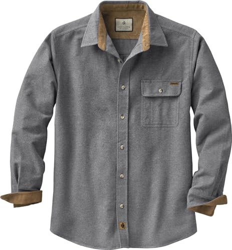 Legendary Whitetails Buck Camp Herren-Flanellhemd, langärmelig, warmes Herrenhemd mit Knopfleiste, Freizeithemd mit Kordsamt-Ärmelbündchen, Herbst- und Winterkleidung, grau (Charcoal Heather), Größe