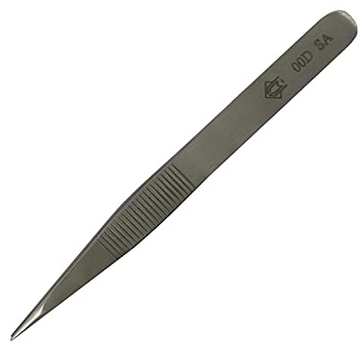 Piergiacomi 00D SA Pinzette mit dicken, flachen Spitzen und Innenrändelung und Griff