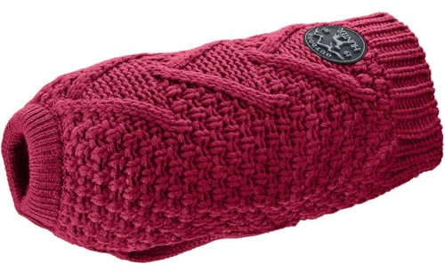 HUNTER Hundepullover MALMÖ, Farbe: bordeaux, klassisches Zopfstrick-Muster, wärmend & bequem, elastisch für optimalen Sitz, reflektierend für mehr Sichtbarkeit, waschbar bei 30°C, Größe: 30