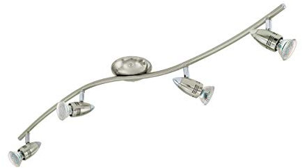 EGLO LED Deckenlampe Magnum LED, 4 flammige Deckenleuchte, Deckenstrahler aus Metall, Wohnzimmerlampe in Nickel-Matt, Chrom, Spots inkl. GU10 Leuchtmittel, warmweiß