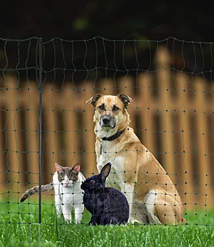 Landkaufhaus Mayer Hundezaun Katzenzaun Geflügelzaun Geflügelnetz Hühnerzaun (105cm) 25m grün +9 Pfähle Hütezaun Hütenetz Hunde/Katzen-Zaun Einzäunung