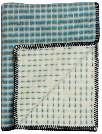 RØROS TWEED - Agnes - Wolldecke aus norwegischer Lammwolle - Design von Inga Sempè - Deckenmaße: 135 x 200 cm (2254 - Blue/Green/Natural, 135 x 200 cm)