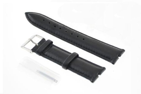 System-S Ersatz Armband Austausch Wrist Band Wechsel Leder Uhrenband 19,5 cm Schwarz für Motorola Moto 360 Smartwatch