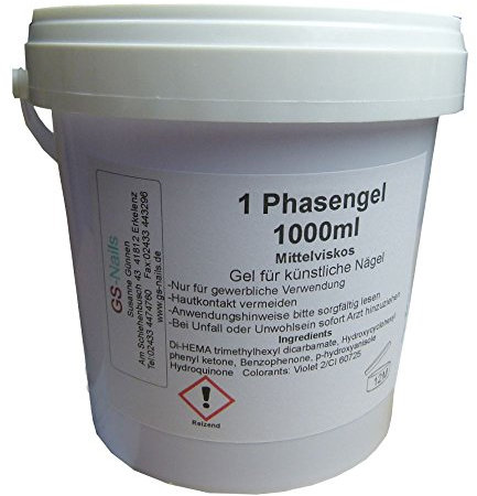 GS-Nails mittelviskoses 1-Phasen-UV-Nagel-Gel für Nail-Art & Nagel-Design - 3-in-1 Haft-Gel, Aufbau-Gel, Versiegelungs-Gel - Cover-Gel (1000ml)