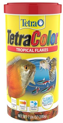 TetraColor Tropical Flakes, Color Boosting Fish Food, Nutritionally Balanced Diet for Tropical Fish, 7.06 oz