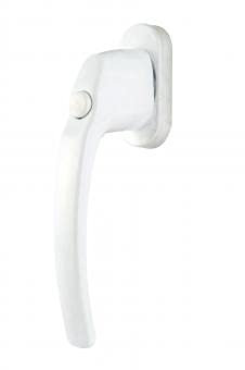 Fenstergriff aus Aluminium Sonja, mit Druckknopf, pulverbeschichtet weiß, RAL 9016 35x10 mm (1 ST)