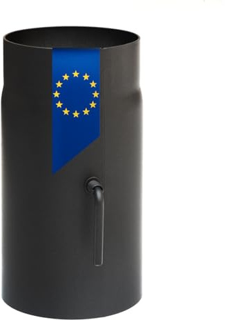 raik Rauchrohr Ofenrohr 150 mm Durchmesser 250 mm Länge Materialstärke 2 mm legierter Stahl Senotherm-Beschichtung eingebrannt mit Zugregulierung schwarz Made in EU bis 600°C