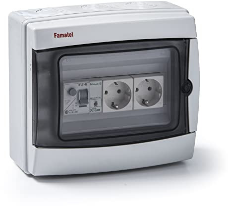 Famatel 3908-T.1 Tableau électrique IP65 avec 2 prises TTL + différentiel + pilote