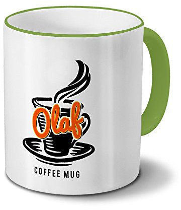 Tasse mit Namen Olaf - Motiv Coffee Mug - Namenstasse, Kaffeebecher, Mug, Becher, Kaffeetasse - Farbe Grün