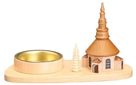 Rudolphs Schatzkiste Teelichthalter Kirche Natur BxHxT 16x7x5,5cm NEU Weihnachten Kerzensockel Lichthalter Kerzenschmuck Teelicht Tischschmuck Holzschmuck Holz Seiffen Erzgebirge Dekoration