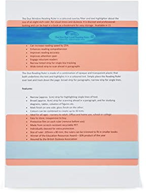 The Original Duo Reading Ruler Overlays - Pink (Pack of 10) by Crossbow Education UK - Dyslexia Aids and Visual Stress Specialists