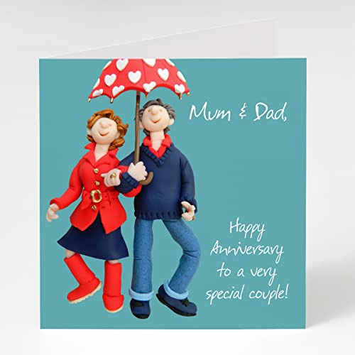 Holy Mackerel a very special couple parents wedding anniversary card for mum and dad - designed by artist Erica Sturla - 15cm square and blank inside for your message - made in the UK