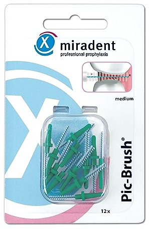 miradent Pic-Brush® Interdentalbürste medium grün 2,2 mm mit bewährter Aufsteckfunktion 6 Stück | für eine optimal gründliche Reinigung der Zahnzwischenräume, Brackets, Zahnspangen, Brücken