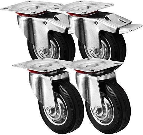 4 Stück Transportrollen lenkbar 100mm Gummibereifung Lenk/FS