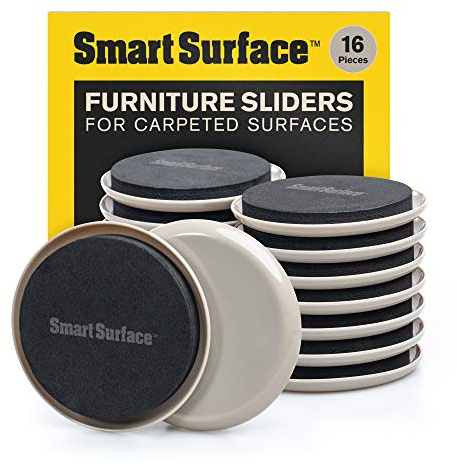 Smart Surface Round Carpet Furniture Sliders Pack of 16 3-1/2 Inch Beige