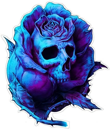 stickerdealer_chupacabra Rose Skull Aufkleber Sticker Schädel Totenkopf Blumen ca. 12x10 cm
