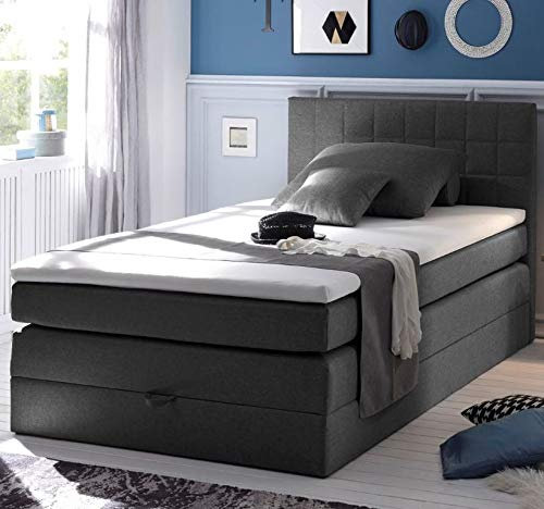 Froschkönig24 Hawaii Boxspringbett 120x200cm Bett Komfortbett Einzelbett Kinderbett Anthrazit, Ausführung:Variante 2