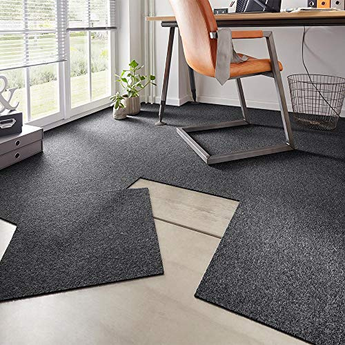 Hanse Home Teppichfliesen-Set Easy Anthrazit Meliert, 20er-Set 50x50 cm