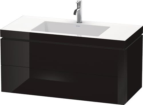 Duravit Duravit Waschtischunterbau L-CUBE mit Waschtisch Vero Air, 500 x 1000 x 480 mm 1 Hahnloch schwarz hochglanz