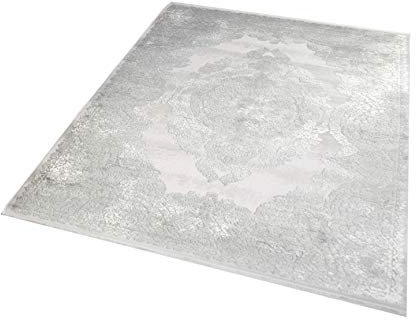 Merinos Hochwertiger Orientteppich mit klassischen Ornamenten in Grau Größe 80 x 300 cm