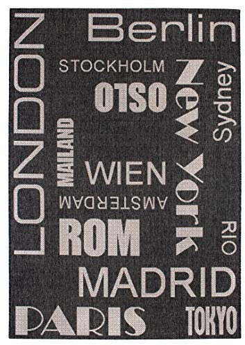 andiamo In- & Outdoor Teppich Louisville moderner Webteppich Bordüre vollständig umkettelt Flachgewebe 160 x 230 cm Städte Namen
