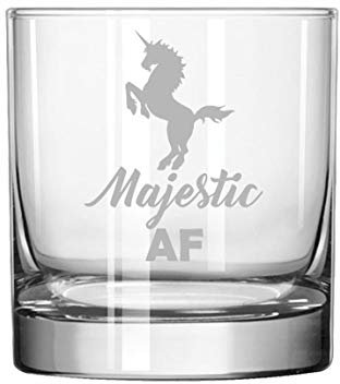 11 oz Rocks Whiskey Highball Glass Majestic AF Unicorn