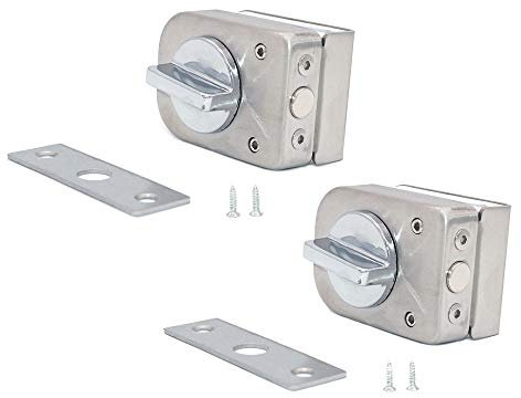 NUZAMAS - Juego de 2 cerraduras de puerta de vidrio de acero inoxidable 304, cerradura de piso, cerradura de tierra para baño, inodoro, tienda, puertas de vidrio sin marco, cuadradas