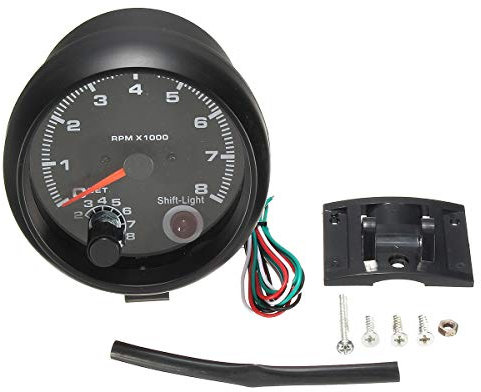 C-FUNN 95 mm Tachometer, Tacho, Messgerät, 0–8000 U/min, mit LED-Schaltlicht, 12 V