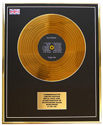 IRON MAIDEN - FLIGHT 666 METAL GOLD RECORD DISPLAY COMMEMORATIVE LTD EDITION