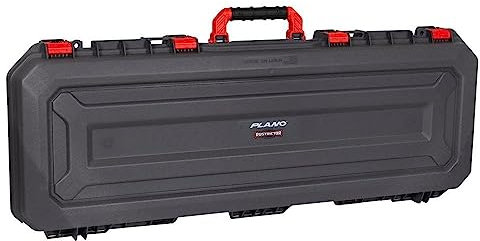 PLANO Allwetterkoffer 106,7 cm, AW2 mit Rustrictor, grau, Premium-Pistolenkoffer mit perforiertem Schaumstoff, für individuellen Schutz, Schwarz