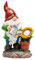 TERESA'S COLLECTIONS Gartendeko für Draußen Lustig Gartenzwerge Zwerge Solar LED Gartenleuchte Gartenfiguren für Außen Gießen Sonnenblume aus Kunstharz Gartenwichtel Geschenke für Frauen