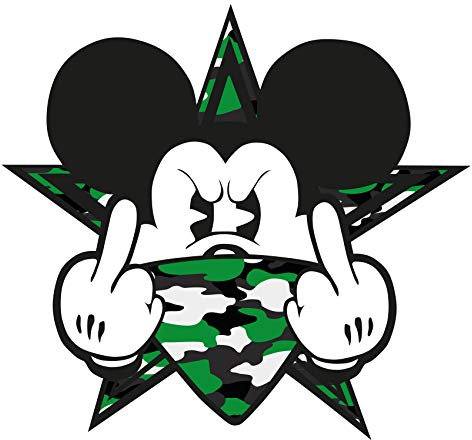 2 Stück Aufkleber Gangster Mouse Sticker Autoaufkleber Maus Stinkefinger Mittelfinger für Auto Tankdeckel Heckscheibe Laptop Kühlschrank R109 (Nr. 3 Grün)