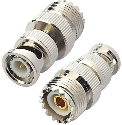 Boobrie UHF auf BNC Koaxial Stecker 2 Stück UHF SO239 Buchse auf BNC Stecker Adapter SO239 CB Amateurfunk Antennen Adapter für Antenne/WLAN-Gerät/WLAN/Radio/Verlängerungs Koaxial Kabel