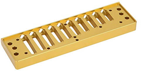 Mundharmonika Kamm 10 Loch Blues Harp Comb Part für SP20 Aluminiumlegierung Mundharmonika Zubehör Feinpolieren Mundharmonika Zubehör(Golden)